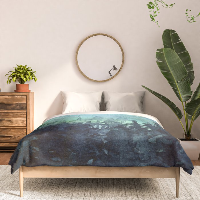 Galaxy Watercolor Aurora Borealis Painting Comforter Gallery Image 3