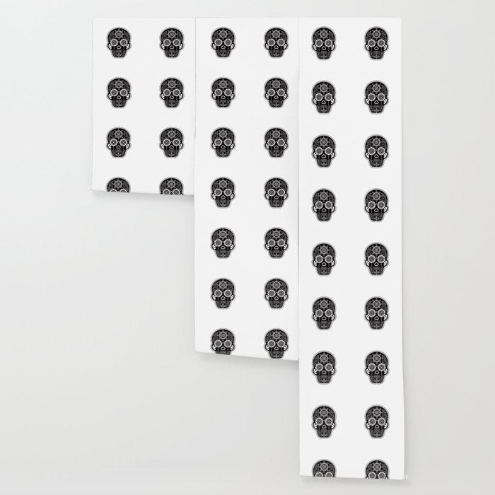 DÃ­a de Muertos Calavera â¢ Mexican Sugar Skull - Black Palette Wallpaper Gallery Image 3