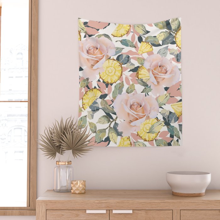 Pineapple wedges on rose bushes P Wall Tapestry Gallery Image 2