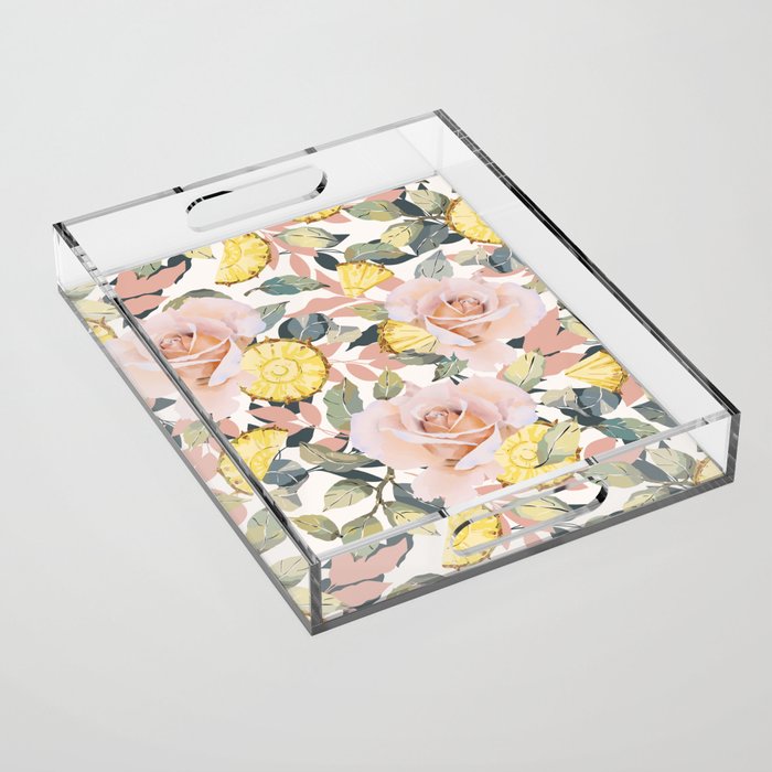 Pineapple wedges on rose bushes P Acrylic Tray Gallery Image 1