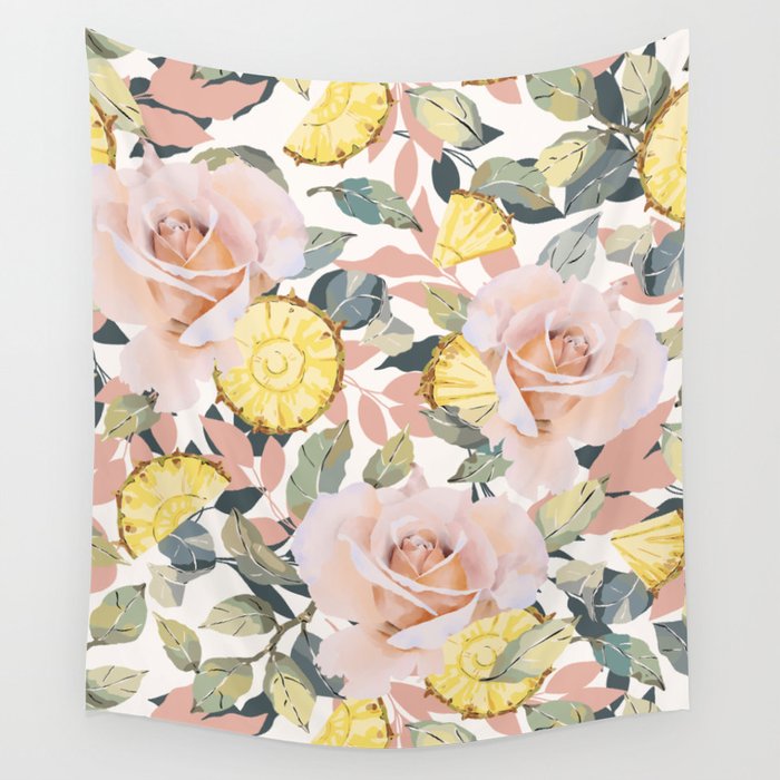 Pineapple wedges on rose bushes P Wall Tapestry Gallery Image 1