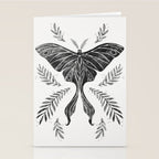 Watercolor Luna Moth in Black and White Stationery Card Gallery Image 2