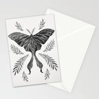 Watercolor Luna Moth in Black and White Stationery Card Gallery Image 2