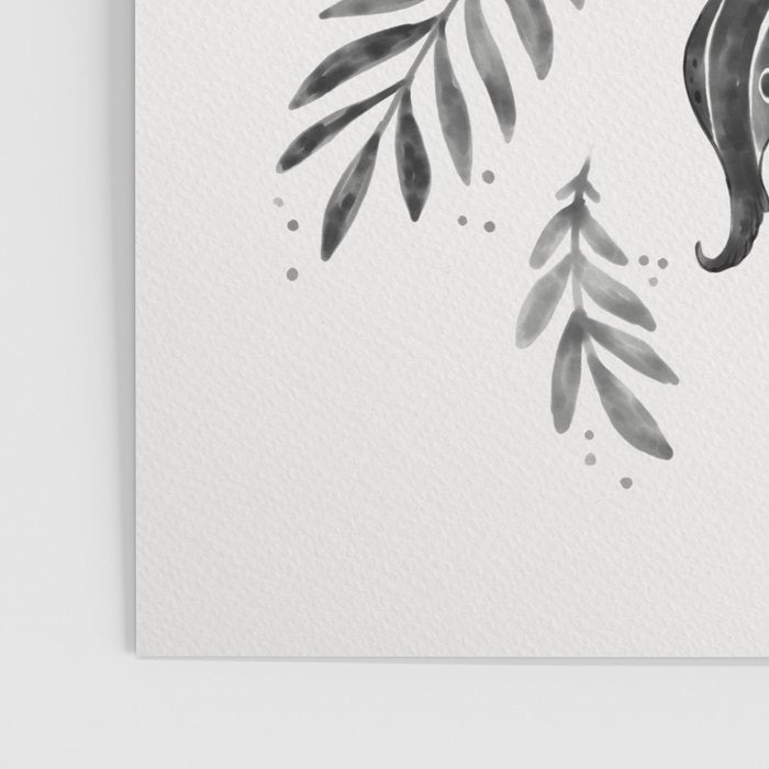 Watercolor Luna Moth in Black and White Poster Gallery Image 3