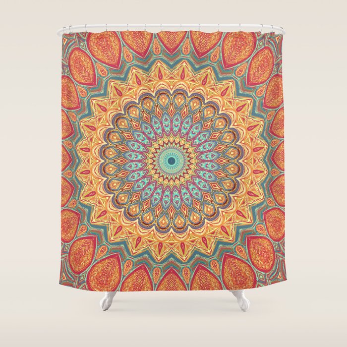 Jewel Mandala - Mandala Art Shower Curtain Gallery Image 1