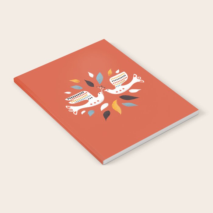 Festive doves - folk illustration Notebook Gallery Image 2