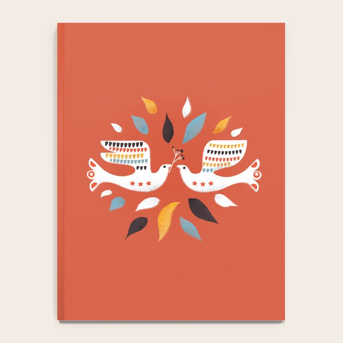Festive doves - folk illustration Notebook Gallery Image 4
