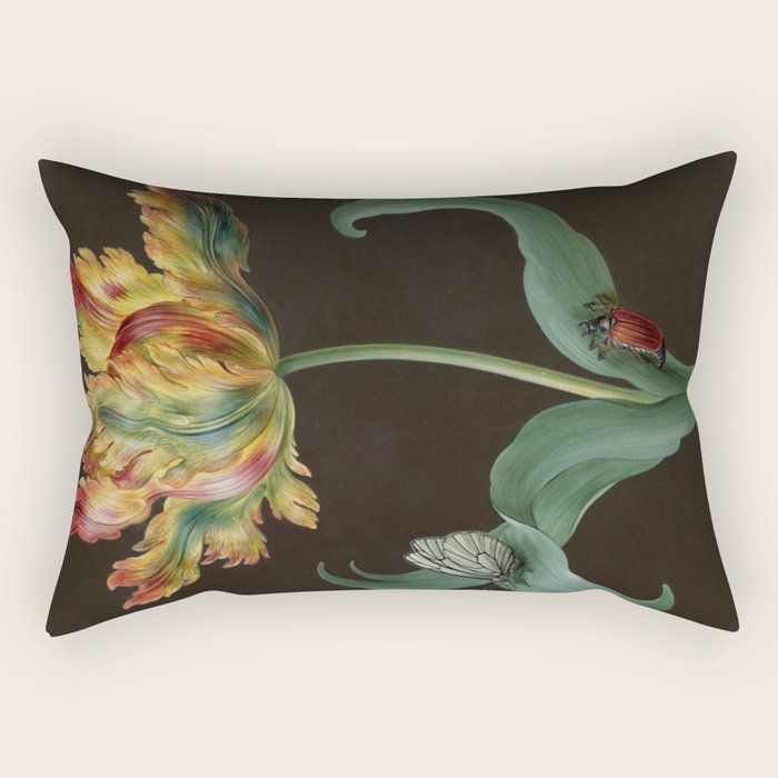 Barbara Regina Dietzsch - Tulip with butterfly and maize - before 1783 Rectangular Pillow Gallery Image 1