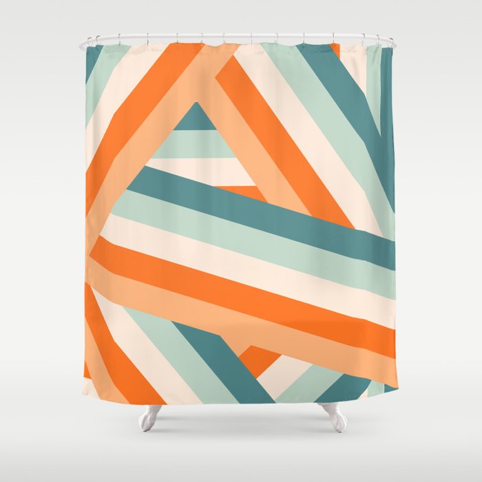 Ribbon Stripes - retro Shower Curtain Gallery Image 1