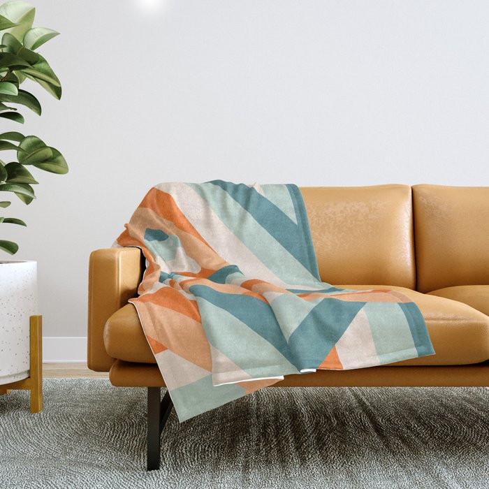 Ribbon Stripes - retro Throw Blanket Gallery Image 1