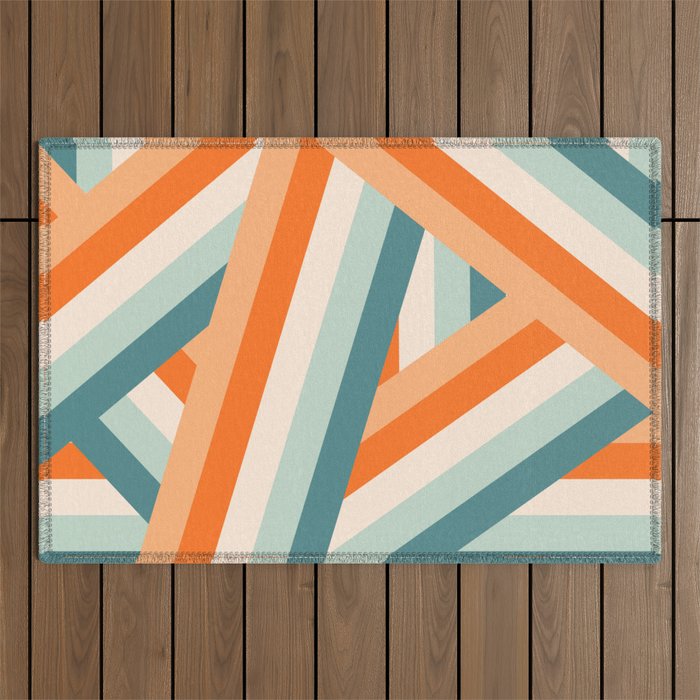 Ribbon Stripes - retro Outdoor Rug Gallery Image 1