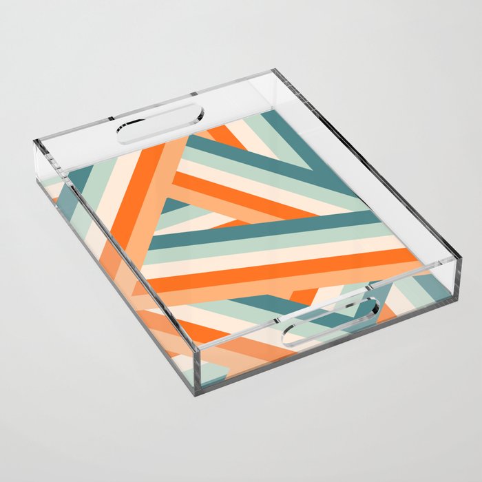 Ribbon Stripes - retro Acrylic Tray Gallery Image 1