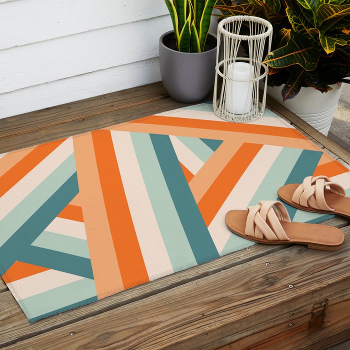Ribbon Stripes - retro Outdoor Rug Gallery Image 2