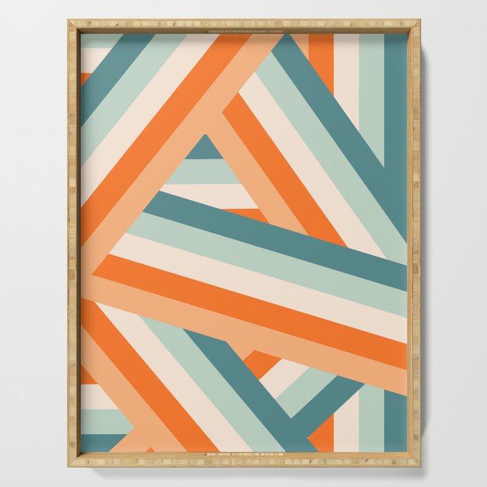 Ribbon Stripes - retro Serving Tray Gallery Image 1