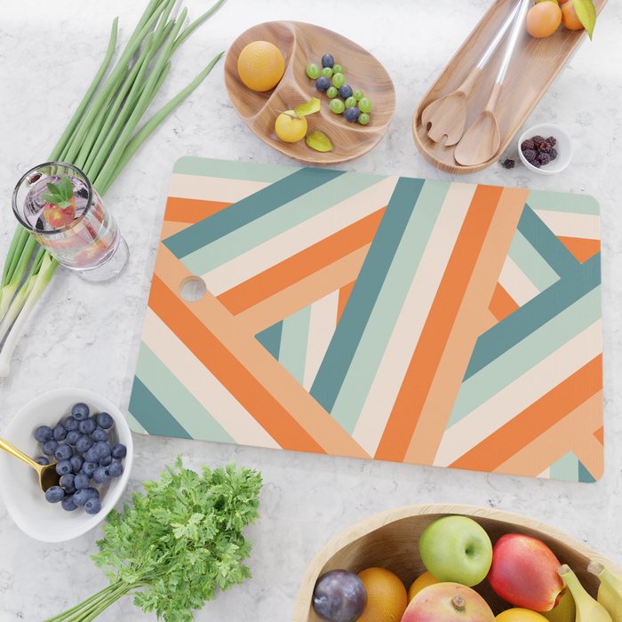 Ribbon Stripes - retro Cutting Board Gallery Image 2