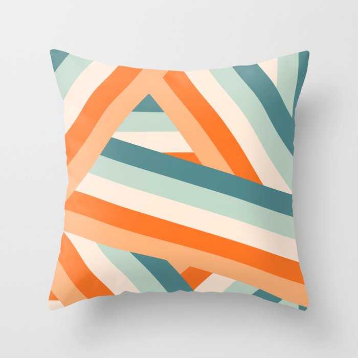 Ribbon Stripes - retro Throw Pillow Gallery Image 1