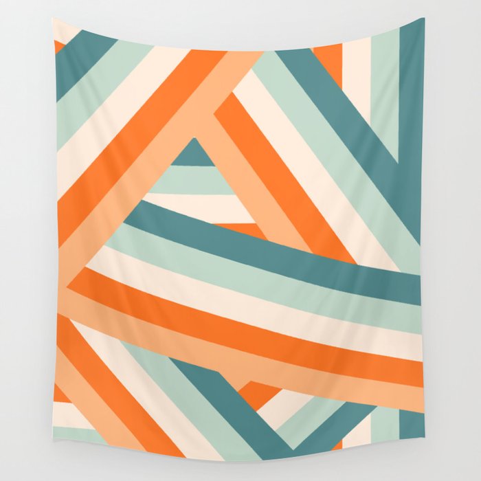 Ribbon Stripes - retro Wall Tapestry Gallery Image 4