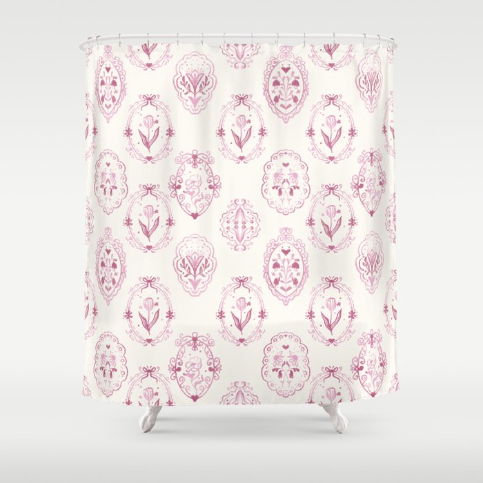 Victorian frame with flowers Shower Curtain Gallery Image 1