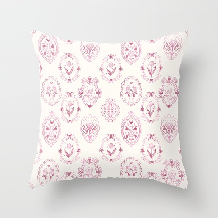 Victorian frame with flowers Throw Pillow Gallery Image 1