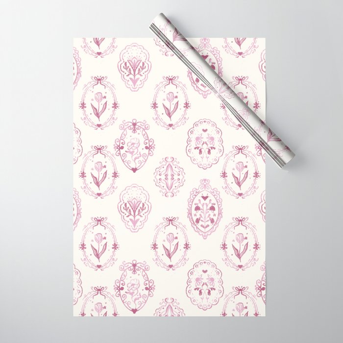 Victorian frame with flowers Wrapping Paper Gallery Image 1