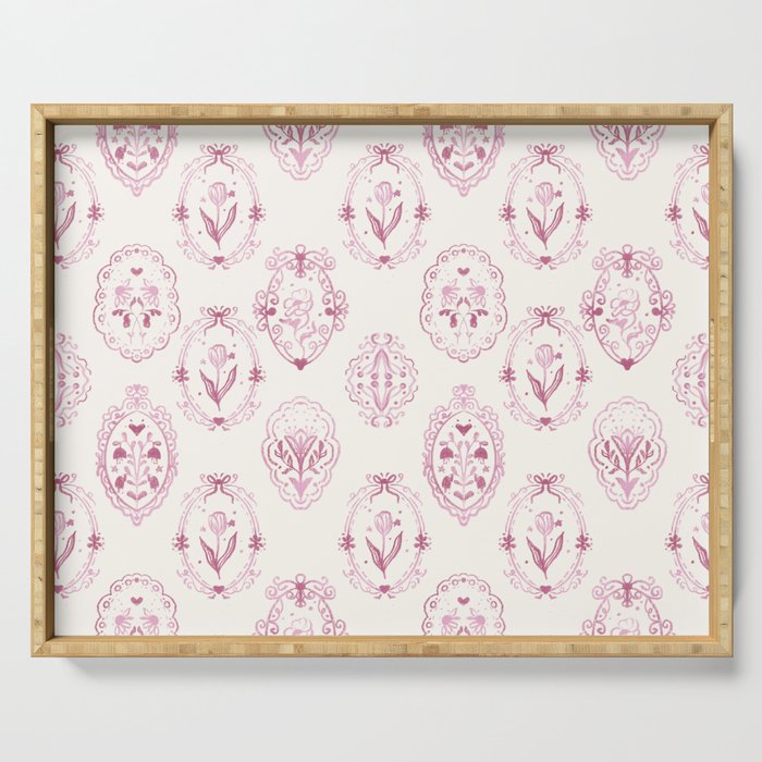Victorian frame with flowers Serving Tray Gallery Image 1