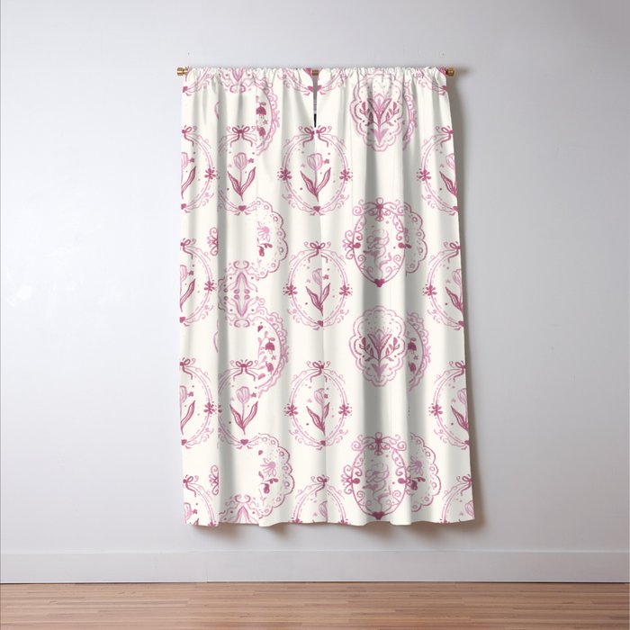 Victorian frame with flowers Window Curtain Gallery Image 3