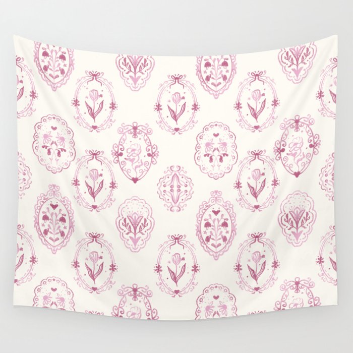 Victorian frame with flowers Wall Tapestry Gallery Image 4