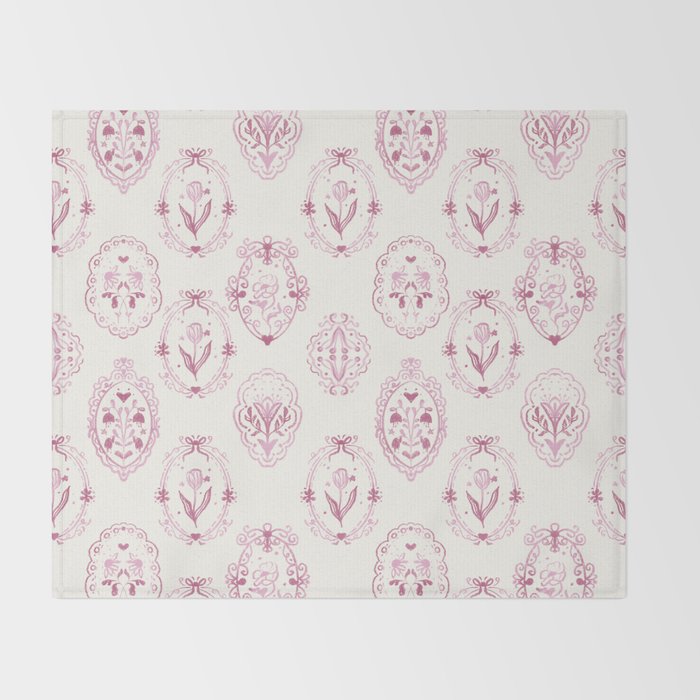 Victorian frame with flowers Throw Blanket Gallery Image 2