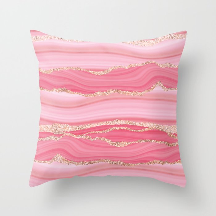 Blush Pink And Gold Marble Stripes Throw Pillow Gallery Image 6