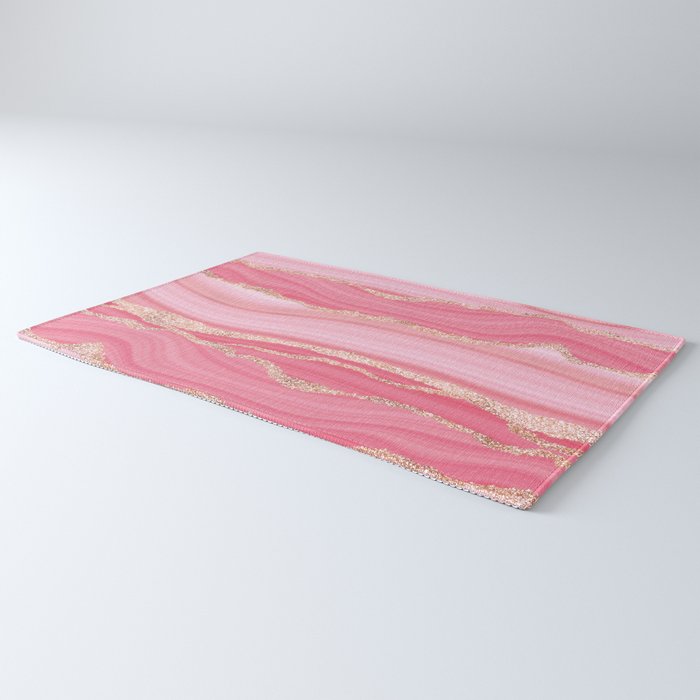 Blush Pink And Gold Marble Stripes Rug Gallery Image 3