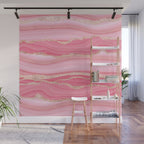Blush Pink And Gold Marble Stripes Wall Mural Gallery Image 1