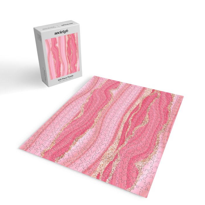 Blush Pink And Gold Marble Stripes Jigsaw Puzzle Gallery Image 2