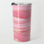 Blush Pink And Gold Marble Stripes Travel Mug Gallery Image 3