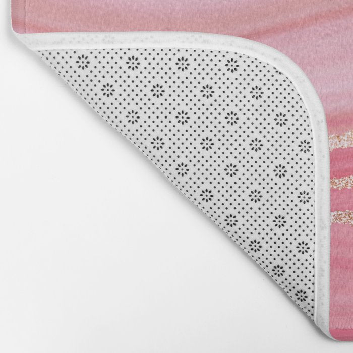 Blush Pink And Gold Marble Stripes Bath Mat Gallery Image 2