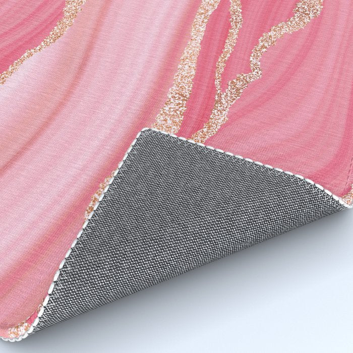 Blush Pink And Gold Marble Stripes Rug Gallery Image 4