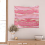 Blush Pink And Gold Marble Stripes Wall Tapestry Gallery Image 2
