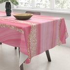 Blush Pink And Gold Marble Stripes Tablecloth Gallery Image 3