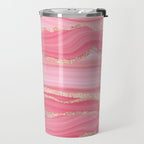 Blush Pink And Gold Marble Stripes Travel Mug Gallery Image 2