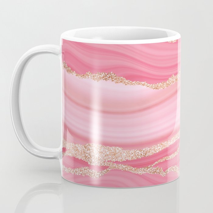 Blush Pink And Gold Marble Stripes Coffee Mug Gallery Image 3