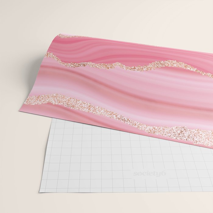 Blush Pink And Gold Marble Stripes Wrapping Paper Gallery Image 2