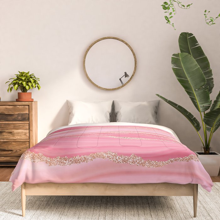 Blush Pink And Gold Marble Stripes Comforter Gallery Image 3