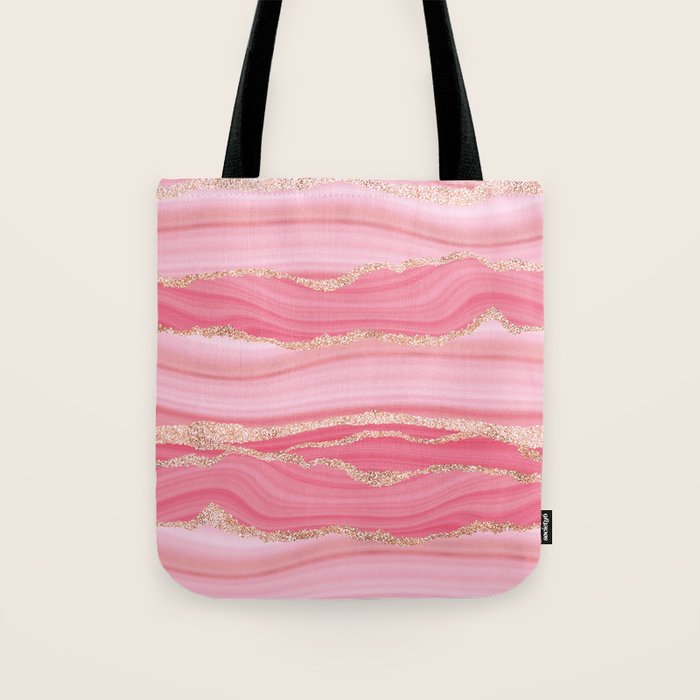 Blush Pink And Gold Marble Stripes Tote Bag Gallery Image 1