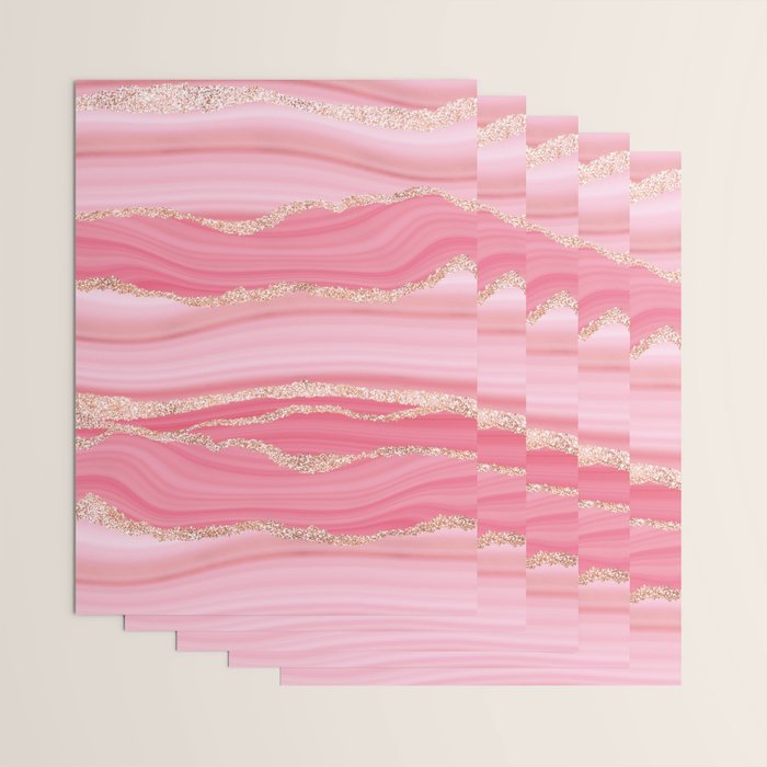Blush Pink And Gold Marble Stripes Wrapping Paper Gallery Image 3