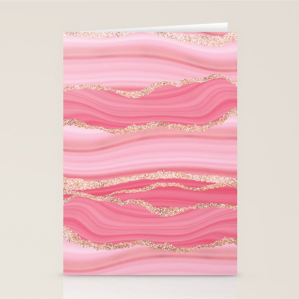 Blush Pink And Gold Marble Stripes Stationery Card Gallery Image 2