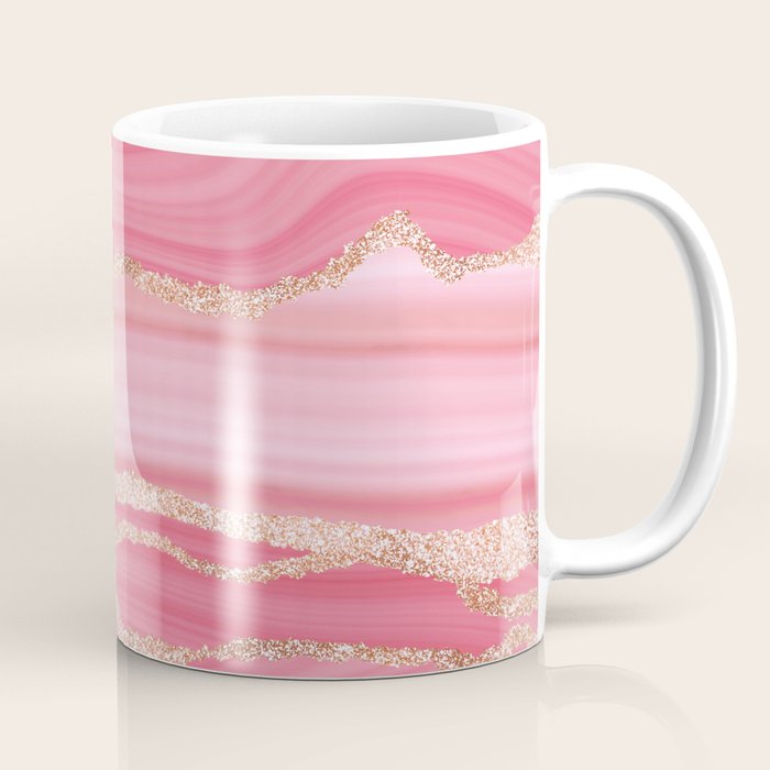 Blush Pink And Gold Marble Stripes Coffee Mug Gallery Image 1