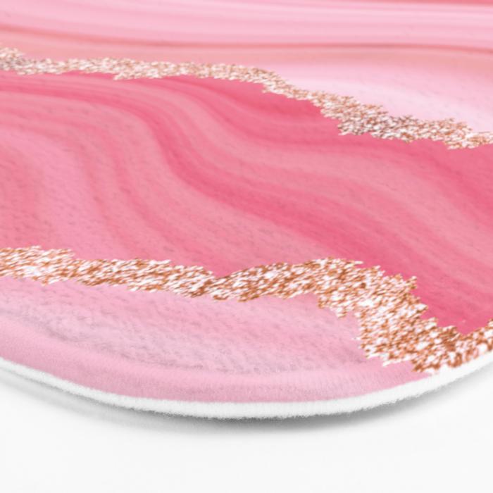 Blush Pink And Gold Marble Stripes Bath Mat Gallery Image 3