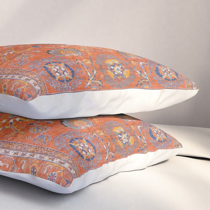Orange Suns Suzani  Kazak Persian Rug Pillow Sham Gallery Image 3