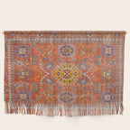 Orange Suns Suzani  Kazak Persian Rug Wall Hanging Gallery Image 1