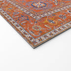 Orange Suns Suzani  Kazak Persian Rug Welcome Mat Gallery Image 2