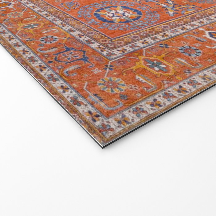 Orange Suns Suzani  Kazak Persian Rug Welcome Mat Gallery Image 2